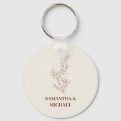 Terracotta Ivoor Beige Ivy Bloem Tiny Wedding Sleutelhanger (Voorkant)