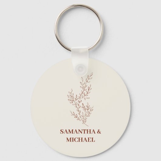 Terracotta Ivoor Beige Ivy Bloem Tiny Wedding Sleutelhanger (Voorkant)