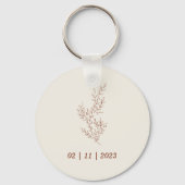 Terracotta Ivoor Beige Ivy Bloem Tiny Wedding Sleutelhanger (Achterkant)
