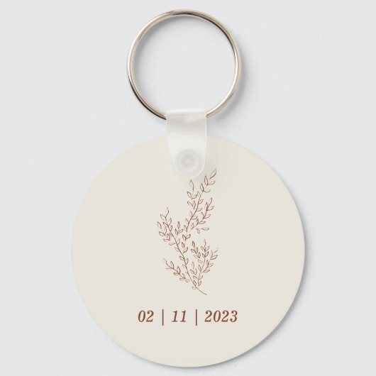 Terracotta Ivoor Beige Ivy Bloem Tiny Wedding Sleutelhanger (Achterkant)