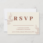 Terracotta ivoor beige klimop bloem bruiloft react RSVP kaartje (Voorkant)