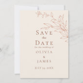 Terracotta Ivoor Botanische Save the Date Kaart (Voorkant)