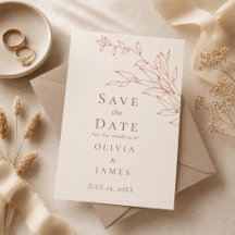 Terracotta Ivoor Botanische Save the Date