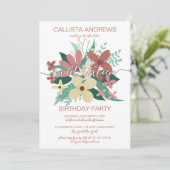 Terracotta Ivoor Floral Greenery Boeket Sweet 16 Kaart (Staand voorkant)