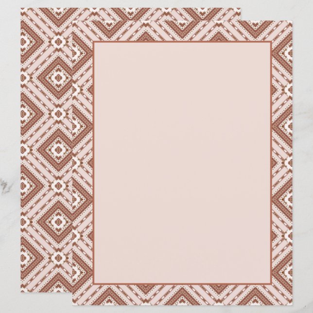 Terracotta & Ivoor Geometrisch Diamantpatroon (Voorkant / Achterkant)