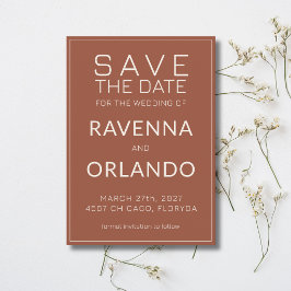 Terracotta Ivoor Oud Geld Modern Huwelijk Save The Date