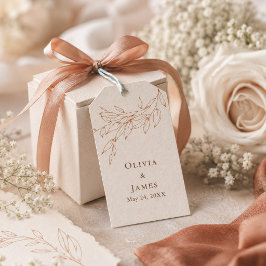 Terracotta Ivoorkleurige Botanische Trouwcadeautag Cadeaulabel