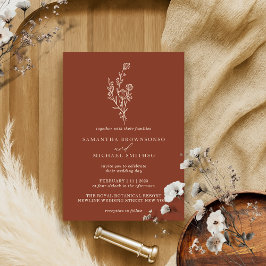 Terracotta Ivory Bouquet Boho Minimale botanische  Kaart