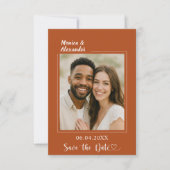 Terracotta ivory photo wedding Save the Date (Voorkant)