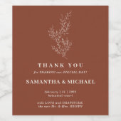 Terracotta Ivy Bloem Elegant Dank u Bruiloft Wijn Etiket (Enkel label)