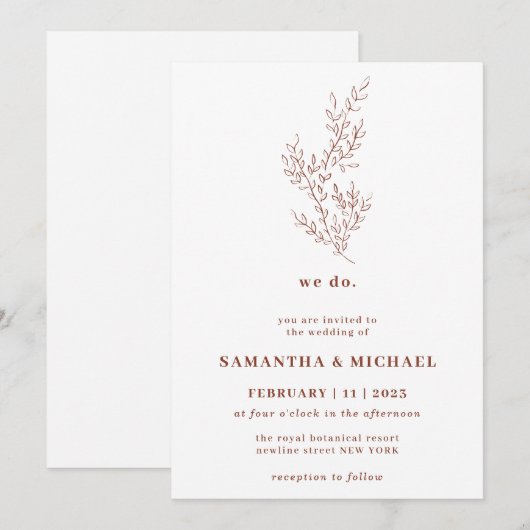 Terracotta Ivy Bloemen Bruiloft Botanische we doen Kaart (Voorkant / Achterkant)