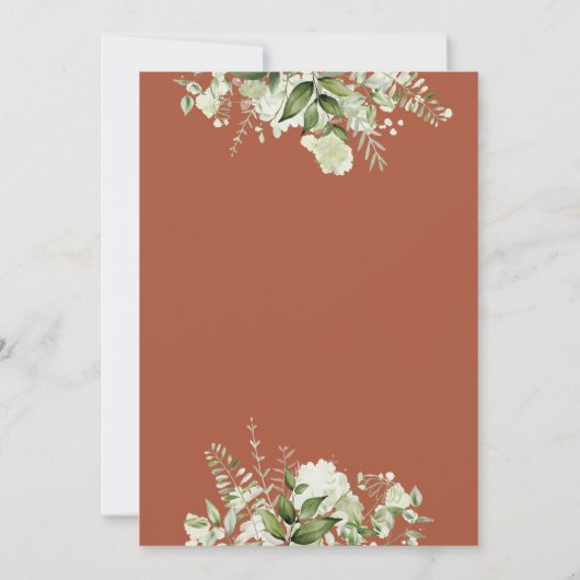 Terracotta Jongens Baby Shower met Bloemen en Groe Kaart (Achterkant)