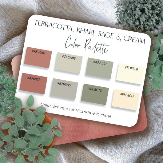Terracotta Kahaki Sage & Cream Color Palette Card Kaart