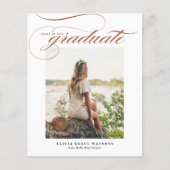 Terracotta kalligrafie foto Afstuderen uitnodiging (Voorkant)