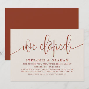 Terracotta  kalligraphy Wedding Elopement Kaart