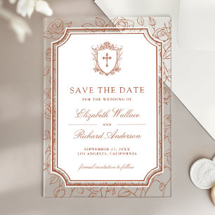 Terracotta Katholieke Trouw Save the Date Acryl Uitnodigingen
