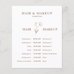 Terracotta Katoen Bloem Bruiloft Plan Haar Make-up Flyer