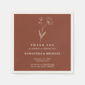 Terracotta Katoen Bloem Moderne Bruiloft Servet (Voorkant)