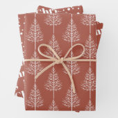 Terracotta Kerstmis, bomen, polka-stippen vakantie Inpakpapier Vel (In situ)