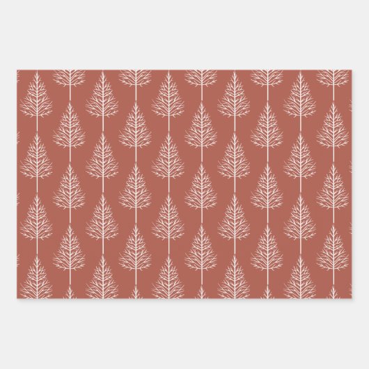 Terracotta Kerstmis, bomen, polka-stippen vakantie Inpakpapier Vel (Voorkant)