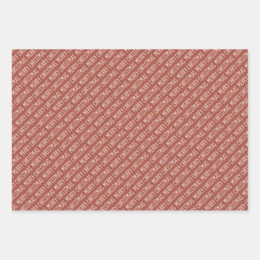 Terracotta kersttypografie moderne vakantie inpakpapier vel (Voorkant 3)