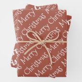 Terracotta kersttypografie moderne vakantie inpakpapier vel (In situ)
