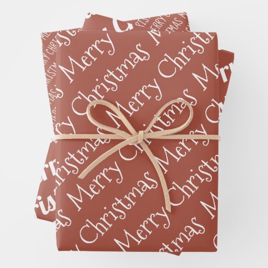 Terracotta kersttypografie moderne vakantie inpakpapier vel (In situ)