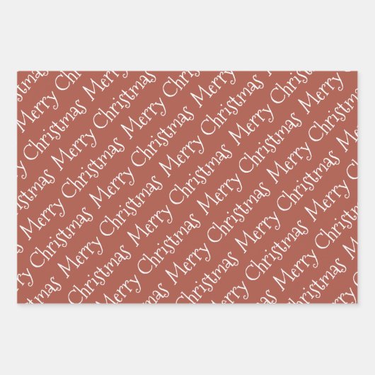 Terracotta kersttypografie moderne vakantie inpakpapier vel (Voorkant)