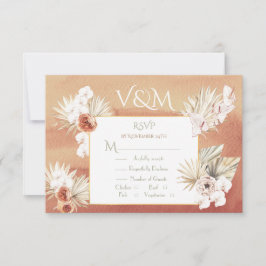 Terracotta & Khaki Palmbladeren Tropische RSVP Kaartje