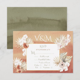 Terracotta & Khaki Palmbladeren Tropische RSVP Kaartje