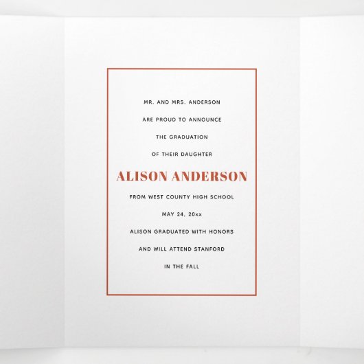 Terracotta Klasse van 2025 afstuderen foto Drieluik Aankondiging (Binnenkant midden)