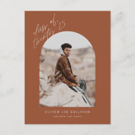 Terracotta Klasse van 2025 Boog Foto Afstuderen Uitnodiging Briefkaart