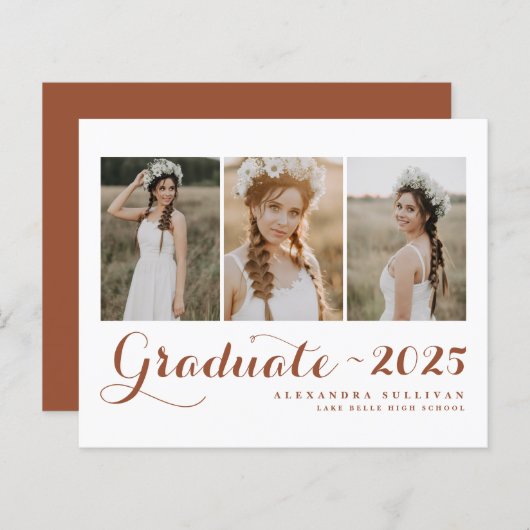 Terracotta Klasse van 2025 Photo Collage Afstudere (Voorkant / Achterkant)