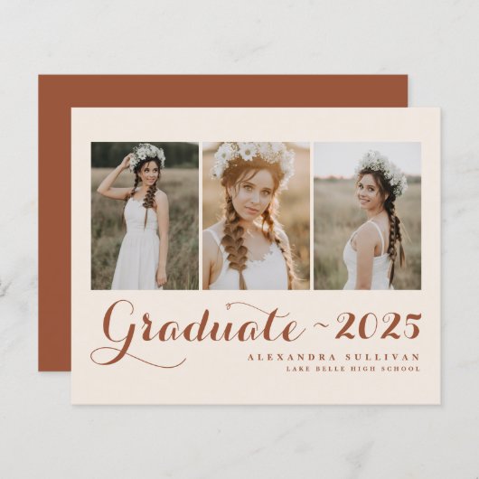 Terracotta Klasse van 2025 Photo Collage Afstudere (Voorkant / Achterkant)