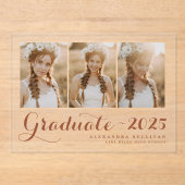 Terracotta Klasse van 2025 Photo Collage Afstudere Acryl Uitnodigingen (Voorkant)