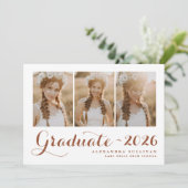 Terracotta Klasse van 2025 Photo Collage Afstudere Kaart (Staand voorkant)