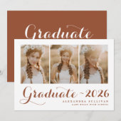 Terracotta Klasse van 2025 Photo Collage Afstudere Kaart (Voorkant / Achterkant)