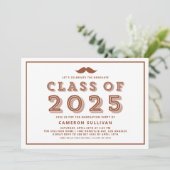 Terracotta klasse van 2025 snor retro Afstuderen Kaart (Staand voorkant)