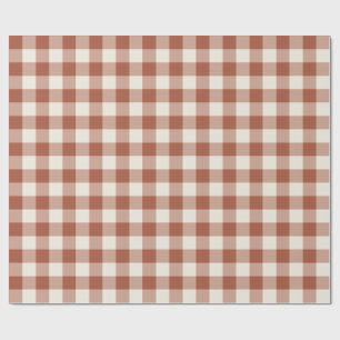 Terracotta Klassieke Geruite Gingham Cadeaupapier