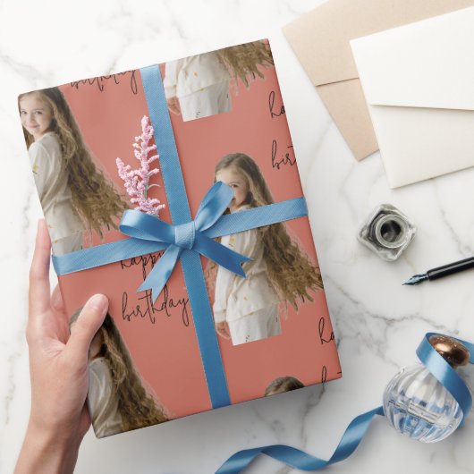 Terracotta Klei & Aangepaste Verjaardag tekst en f Cadeaupapier (Geschenken)