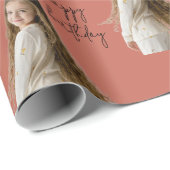 Terracotta Klei & Aangepaste Verjaardag tekst en f Cadeaupapier (Rol Hoek)