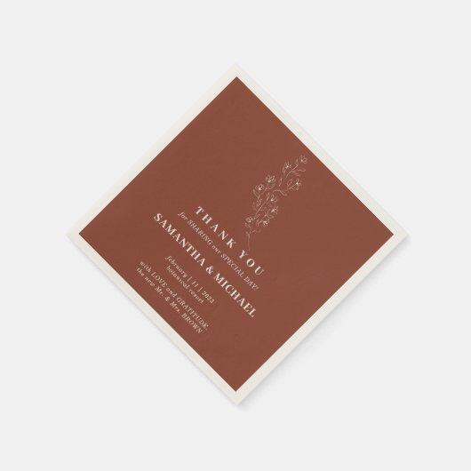 terracotta kleine bloem moderne bruiloft servet (Hoek)