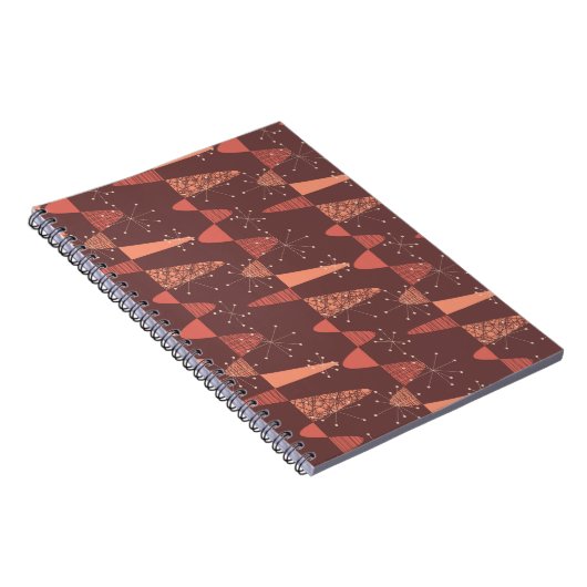 Terracotta kleuren golven en sterren naadloos patr notitieboek (Rechterzijde)