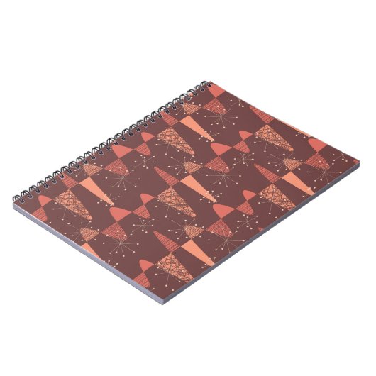 Terracotta kleuren golven en sterren naadloos patr notitieboek (Linkerzijde)