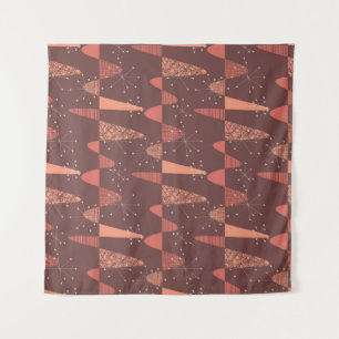 Terracotta kleuren golven en sterren naadloos patr wandkleed