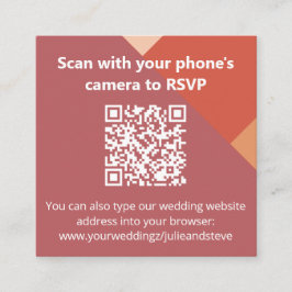 Terracotta Kleurenblok QR Code Trouwwebsite Informatiekaartje