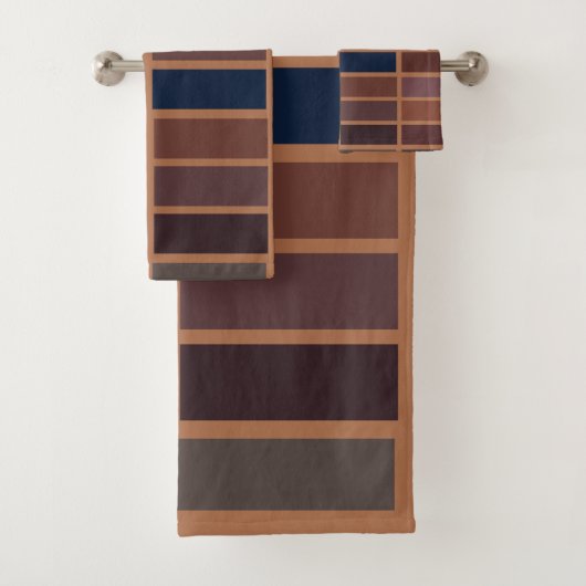 Terracotta Kleurrijke Strepen Moderne Aarde Tonen Bad Handdoek (Insitu)