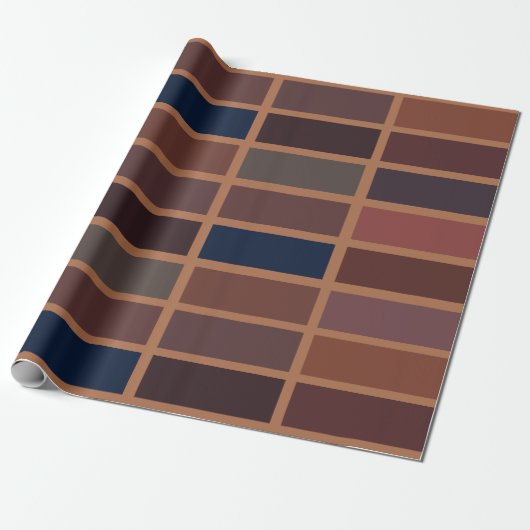 Terracotta Kleurrijke Strepen Rust Gestreept Cadeaupapier (Uitgerold)