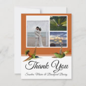 Terracotta kolibrie bruiloft foto collage bedankkaart (Voorkant)