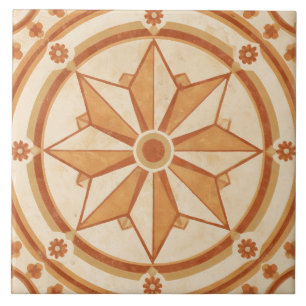 Terracotta Kompas Achtpuntige Ster Medaillon Tegeltje